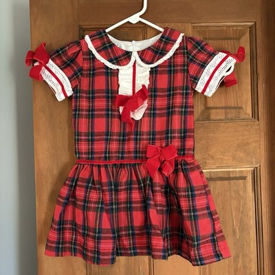 NEW Beau Kid 2/3 Years 2/3T Girl Red Plaid Cotton Dress Formal Holiday Christmas