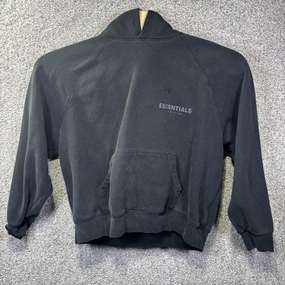 Fear Of God Essentials Hoodie Mens Small Gray Logo Fleece Pullover Sweatshirt