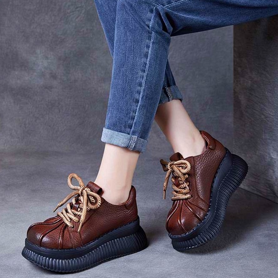 SAOLA Stivaletti donna suola spessa vera pelle Mary Janes sandali alti plateau