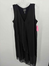Pre-Owned Adrianna Papell Black Size 12 Shift Midi Sleeveless Dress