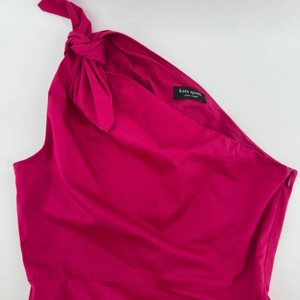 Платье Kate Spade Poplin Sabrina на одно плечо покрой с широкой юбкой размер 6 розовое - Изображение 3 из 4