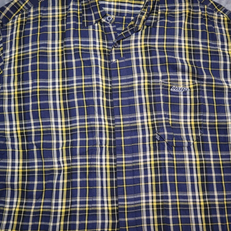 Lugz Authentic Shirt Adult XXL Blue Plaid Short Sleeve Button Up Casual Men - Image 3 of 4