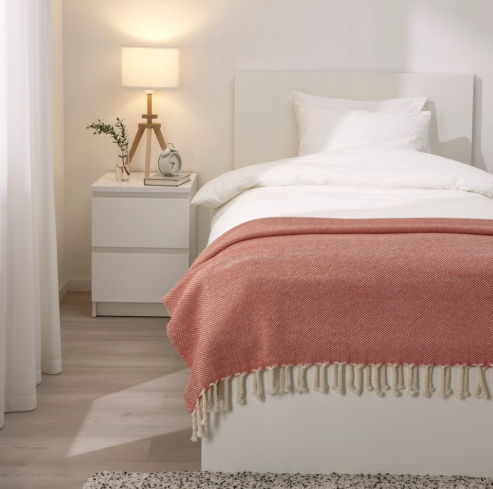 IKEA ULLTISTEL Throw, Red Brown White  51x67" 130x170 cm NEW - Image 2 of 4