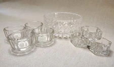 Assorted Lot of 7 Vintage Glass Open Salt Cellars, Depression, Pressed
