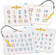 Magnetic Letter Number Board Double Sided, ABC 123 Tracing Set