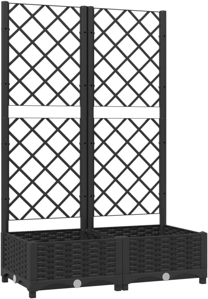 Jardinière avec treillis noir potager vertical pour balcon 80cm