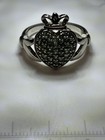 Djoy Signed 925 Sterling Silver Green Crystal Heart Claddagh Ring Size 8.25 — photo 1