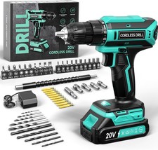 20V Cordless Drill Set with 2.0Ah Battery, 3/8" Chuck, 56PCS Accessories