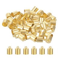 50Stk Endkappen FüR Lederkordeln,9Mm Ad,SäUlenfass-Abschlusskappen,Hellgold