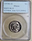 1938 D Buffalo Nickel PCGS RATTLER MS64 BU Uncirculated Free Shipping 5c
