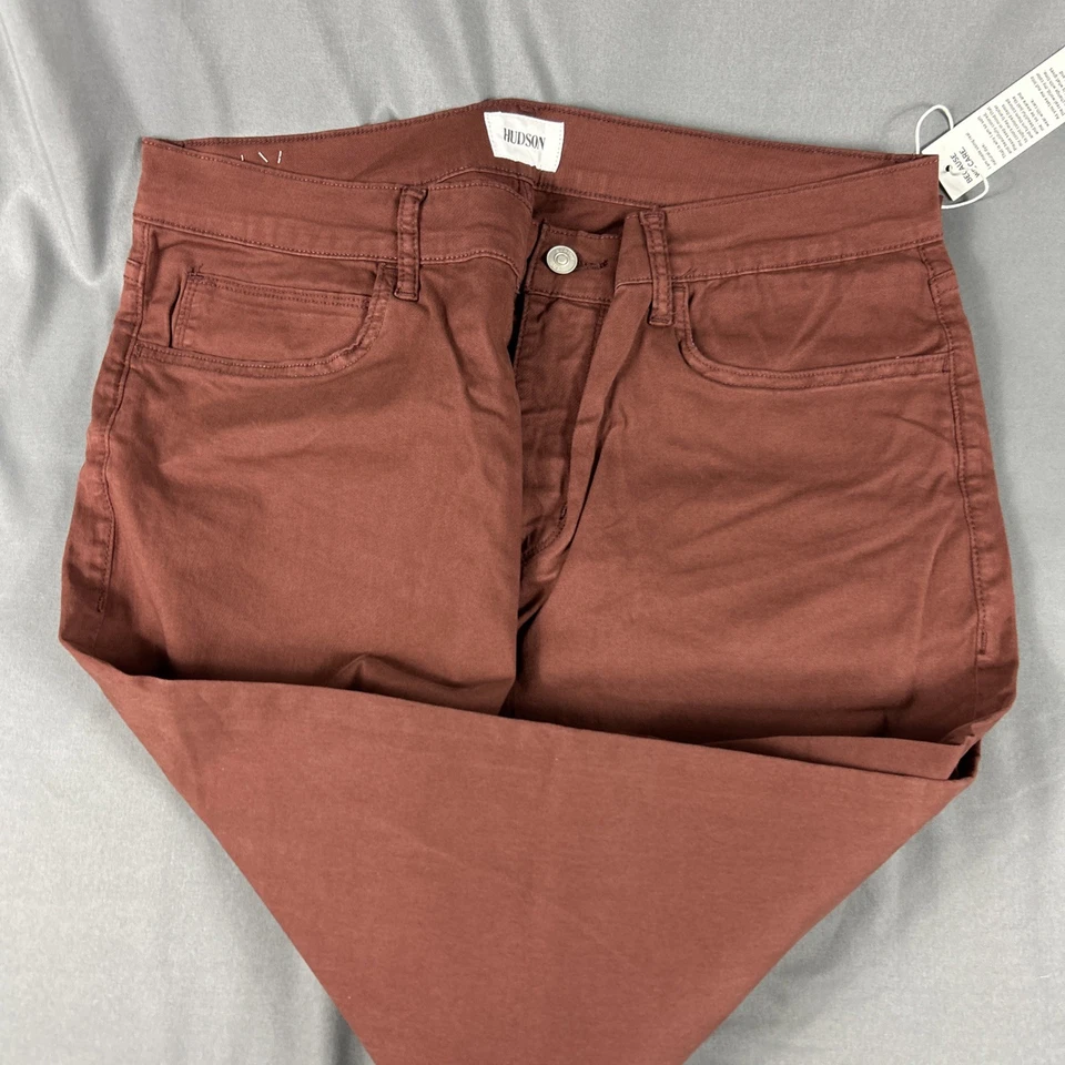 Pantalones Hudson Ace ajustados cónicos 36 x 32 embargo rojo óxido nuevos con etiquetas precio de venta sugerido por el fabricante $215 Foto 4 de 4