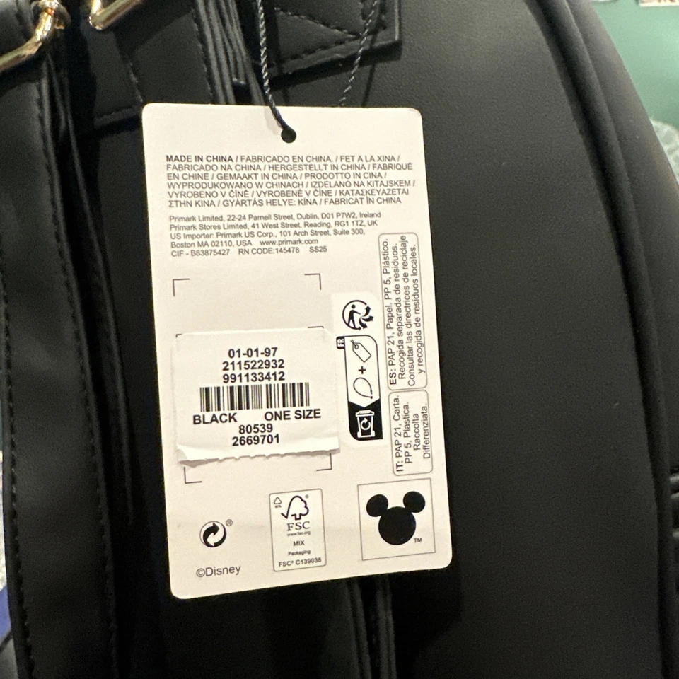 Mochila Primark Disney Mickey Mouse guiñando un ojo imitación cuero orejas 3D en relieve-NUEVA CON ETIQUETAS Foto 3 de 4