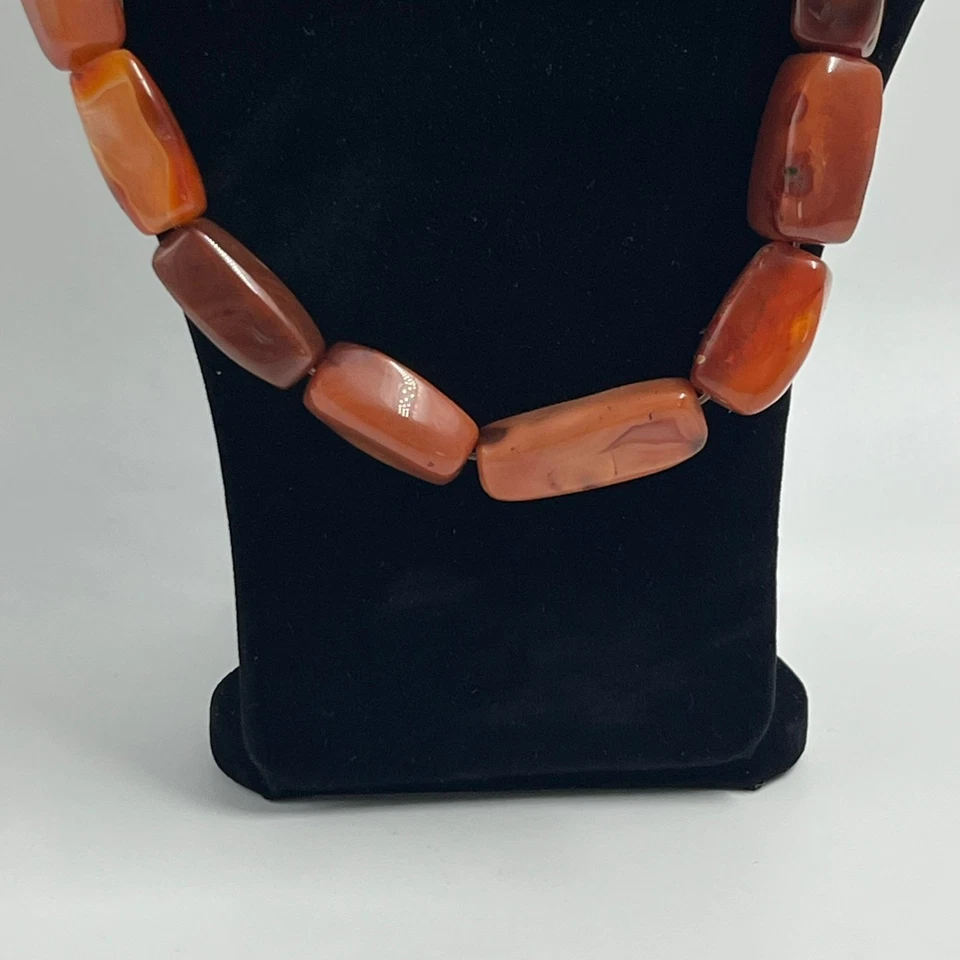 Collar de cuentas gruesas de ágata cornalina natural vintage hecho a mano piedra marrón naranja Foto 4 de 4
