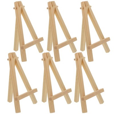 6 Pack 8'' Small Natural Wood Display Easel, A-Frame Artist Tripod Tabletop Stand