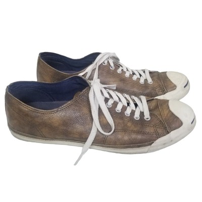 Jack Purcell Converse Mens 11.5 Brown Leather Lace Up Low Top Sneakers Shoes