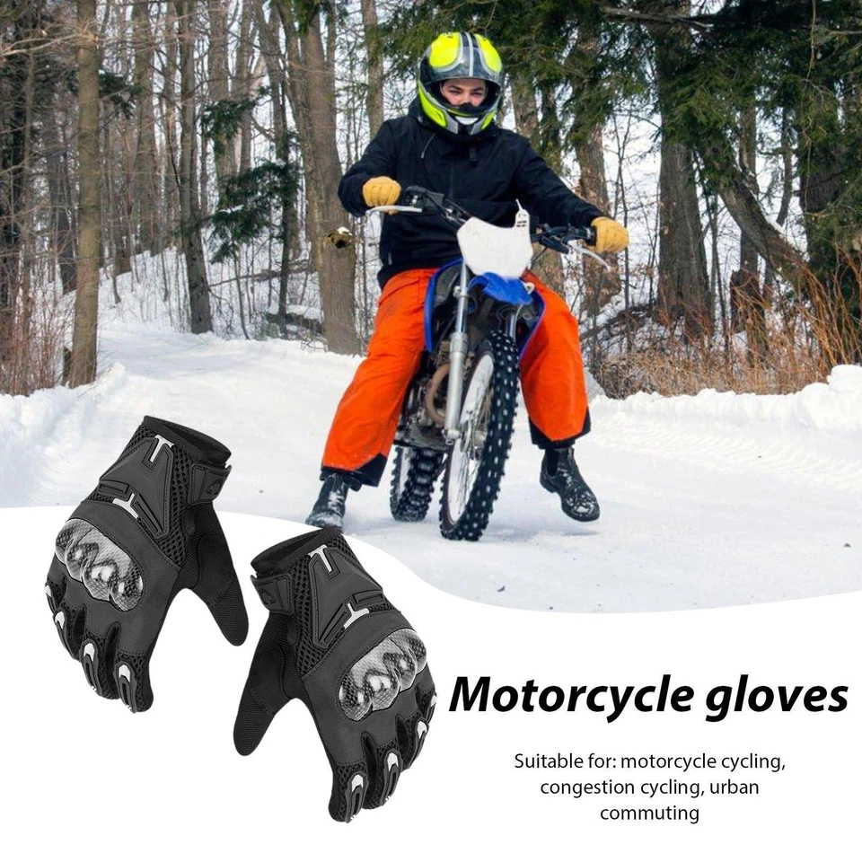 Guantes de cuero de fibra de carbono con pantalla táctil para motociclismo enduro hombre  Foto 4 de 4