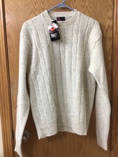 Robert Bruce Rare VTG Sweater Wool Blend NEW LARGE NWT ivory cream 40  chest
