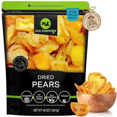 Nut Cravings - California Dried Pears, Fresh, No Sugar Added (48 Oz, 3 LB)