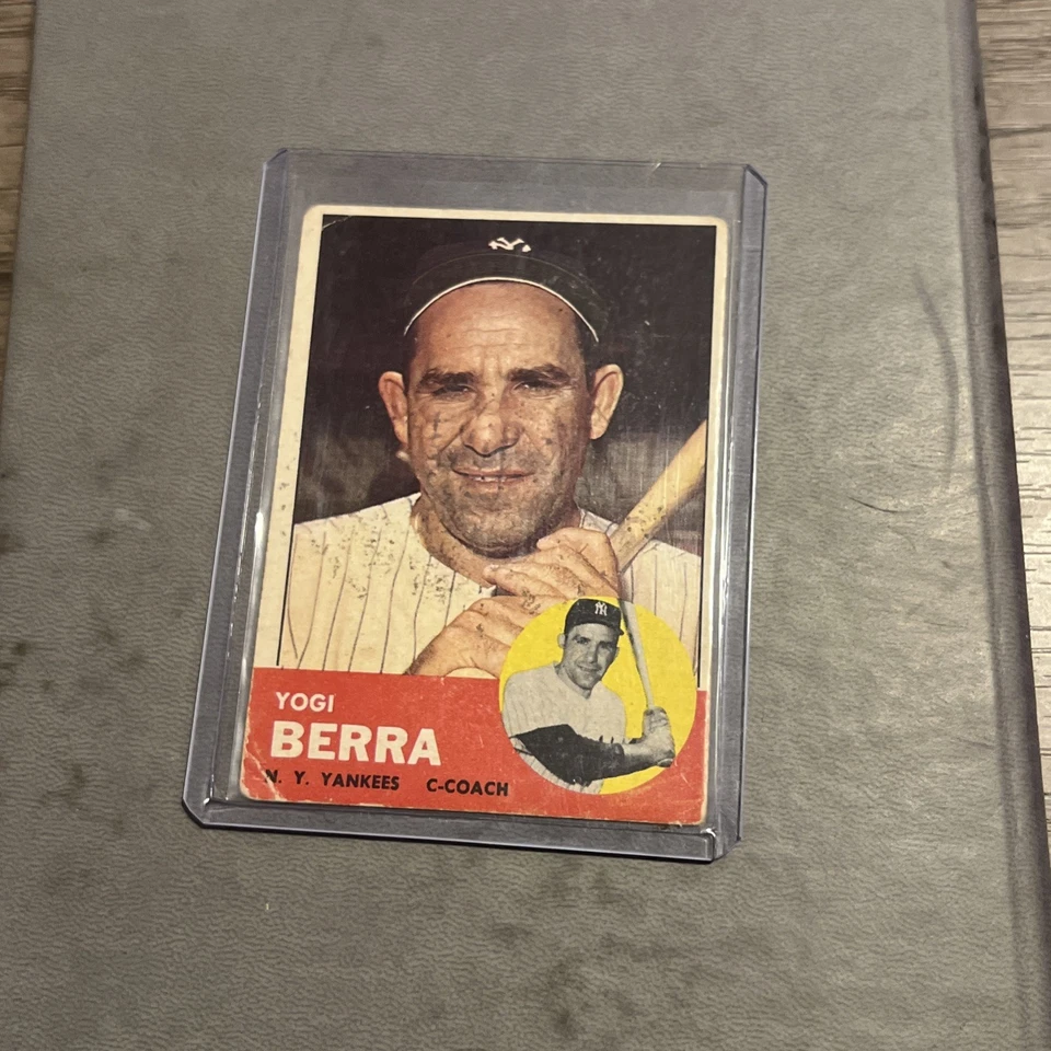 Tarjeta Topps 1963 #340 Yogi Berra Foto 4 de 4