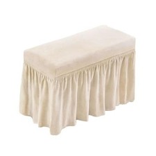 Spandex Stretch Piano Bench Cover with Skirt Removable Ottoman Medium Beige