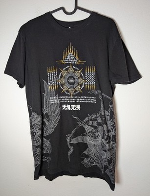 Men's Large Original Gravity ''Fearless'' Black Asian Writing T-Shirt 100% Cotton