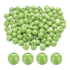 100pcs 16mm Light Green Round Wood Beads 3.3mm Large Hole for Jewelry Making 