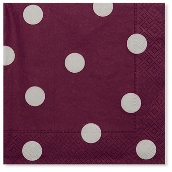 20 Tovaglioli POIS PRUGNA in carta monouso 33x33cm 3 veli - addobbo decoro tavol