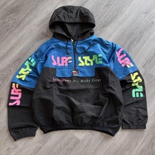 Vintage 80s 90s Surf Style Pullover Hooded Windbreaker Made In USA Surf Size OS