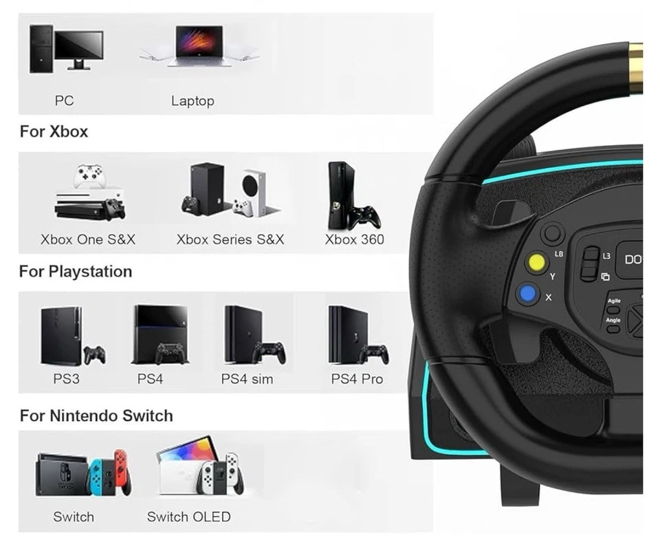 Gaming Steering Wheels Pedals Clutch Paddle Gear Shifters for Switch Xbox PS PC - Image 2 of 4