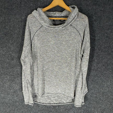 DKNY Sweater Pullover Women M Medium Gray Knit Cowl Neck Long Sleeve Rayon