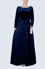 NWT Vtg~ EN FRANCAIS~Elegant Velvet Gown with Large Bow Tie Waist Tulle Lined 18