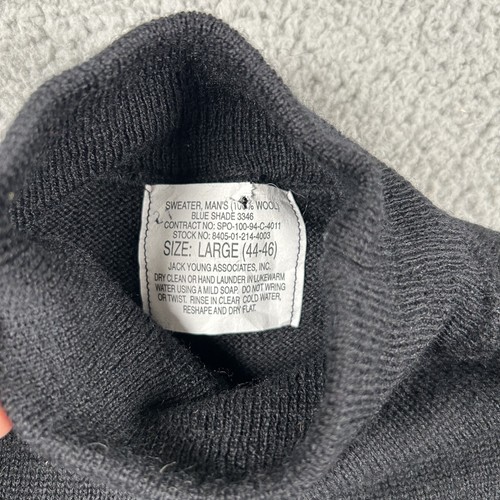 Military Wool Sweater Mens Large Blue Mock Neck Pullover Warm Jack Young USA 90s - Picture 2 of 6