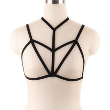 Womens Strappy Harness Bra Hollow Out Cage Bralette Cupless Lingerie Elastic