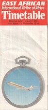 EAA East African Airways timetable 1970/04/01