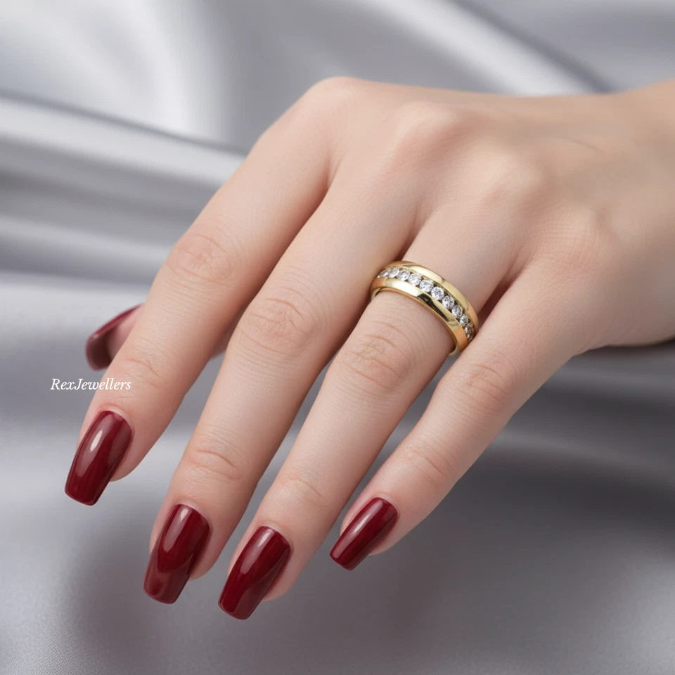 Anillo de eternidad de oro amarillo de 9 quilates anillo de compromiso relleno de oro  Foto 4 de 4