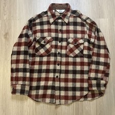 Vintage 70s Woolrich Field Shirt Jacket Large Heavy Wool Flannel Plaid READ