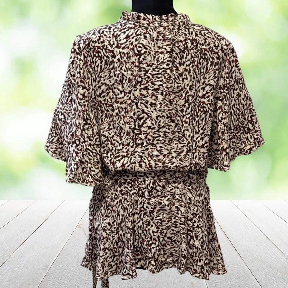 Top envolvente JESSICA SIMPSON talla 1X estampado animal peplum manga aleteada sobrepelliz nuevo con etiquetas Foto 2 de 4