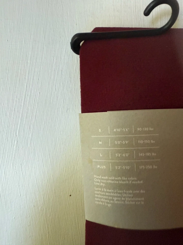 NWT NORDSTROM TIGHTS Opaque Burgundy Field CONTROL TOP Women’s SIZE MEDIUM - Image 4 of 4