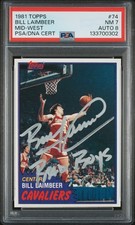 1981 TOPPS MID-WEST #74 BILL LAIMBEER PSA 7 AUTO 8