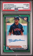 Brice Matthews 2024 Bowman Chrome Auto Green Refractor 1st Edition /99