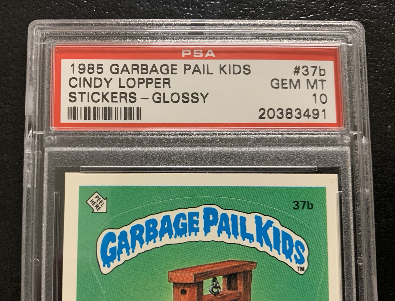 1985 Garbage Pail Kids OS1 Cindy Lopper 37b PSA 10 GEM MINT-RARE GLOSSY CARD TWT view 3