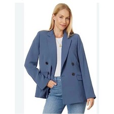 Madewell The Rosedale Blazer Jacket Blue Crepe Women Size 10 Business Casual NWT
