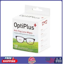 OptiPlus Anti Fog Pre-Moistened Cleaning Wipes for Glasses Lenses Screens 100 Ct