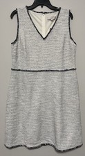 Loft Womens Size 14 Dress White With Blue Stripes Sleeveless
