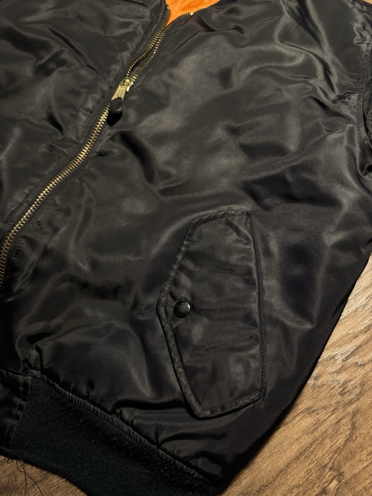 90s vintage Alpha Industries Black MA-1 Flight Bomber… - Gem
