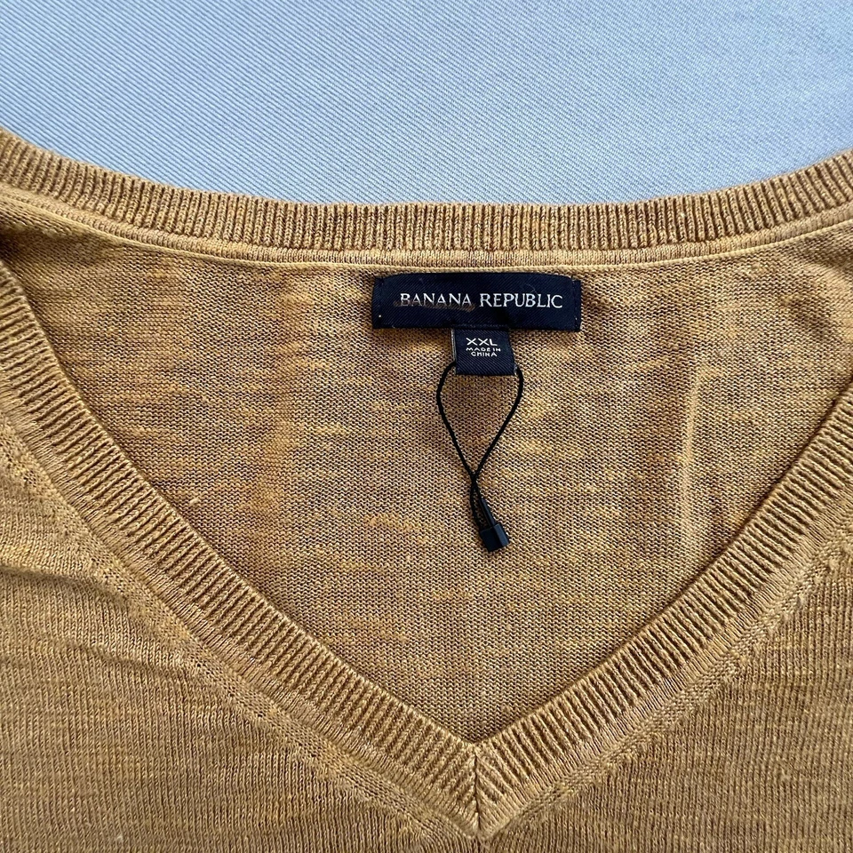 Banana Republic Linen Blend V-Neck Sweater Size XXL Women Pullover Bronze Olive - Image 4 of 4