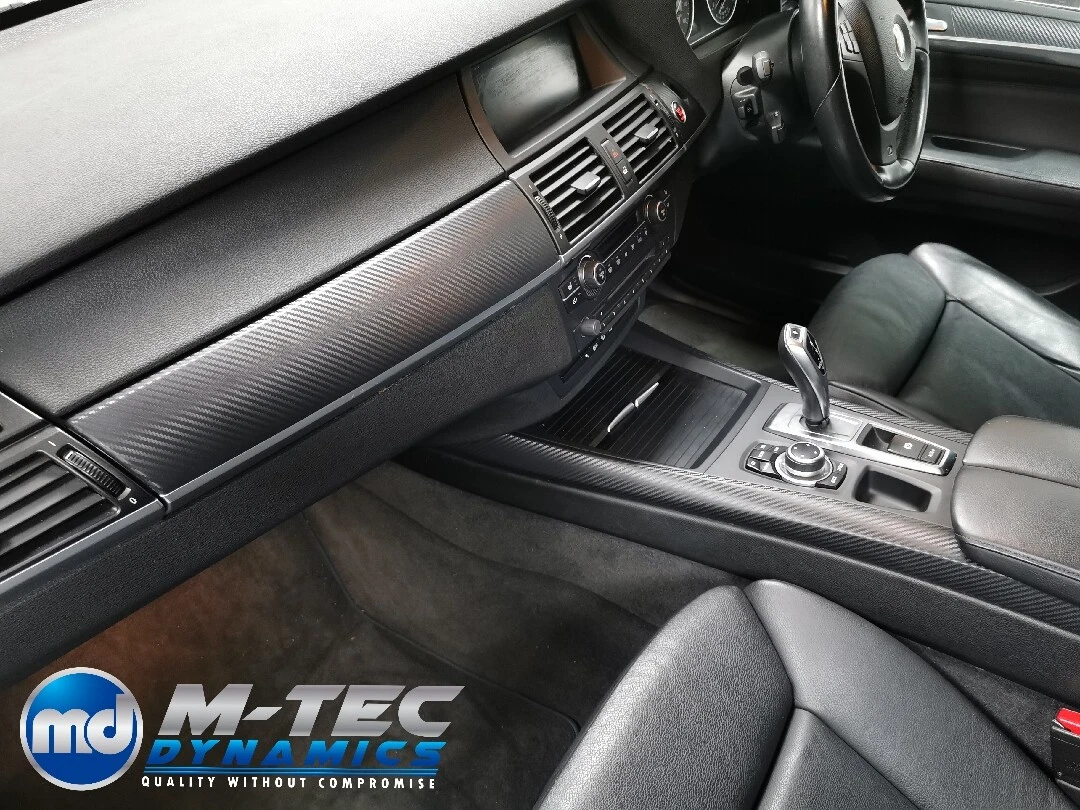 BMW X5 E70 X6 E71 INTERIOR TRIM SET WRAPPING SERVICE 3D BLACK CARBON R W R