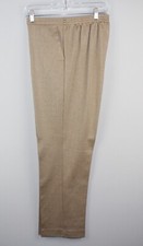 ALFRED DUNNER Women's Wheat w Metallic Pull-on Dress Pants Sz 10 Back Elastic