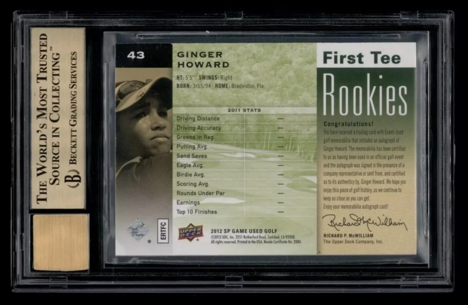 2012 SP Game Used: #43 Ginger Howard Auto /399 BGS 9.5 AUTO 10 - Image 2 of 2