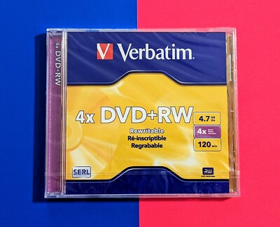 Verbatim DVD+RW 120Min 4X Write Speed 4.7GB Rewritable Blank Media - SERL 2007